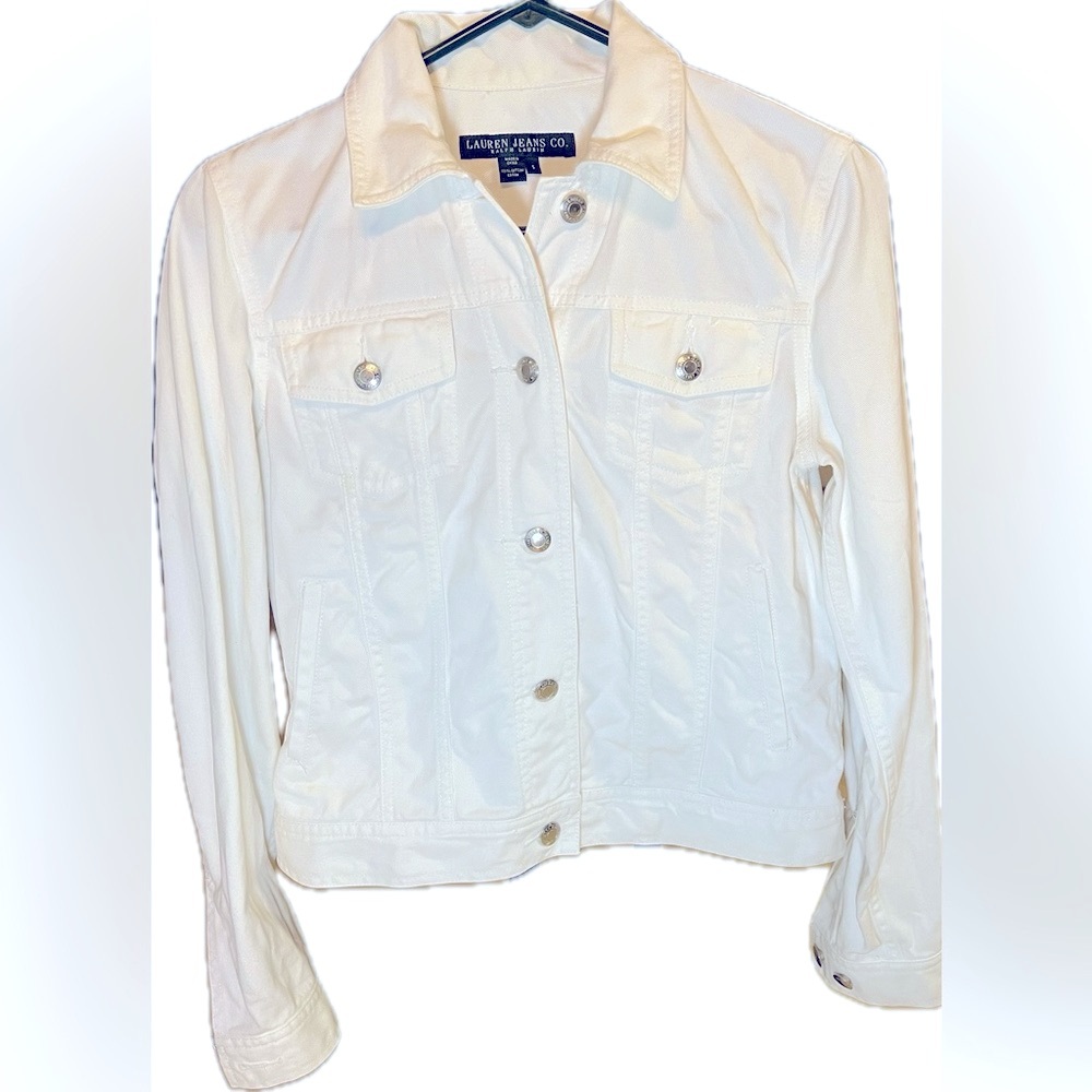 Lauren Jeans Co. Ralph Lauren White Denim Jeans Jacket Women’s Small